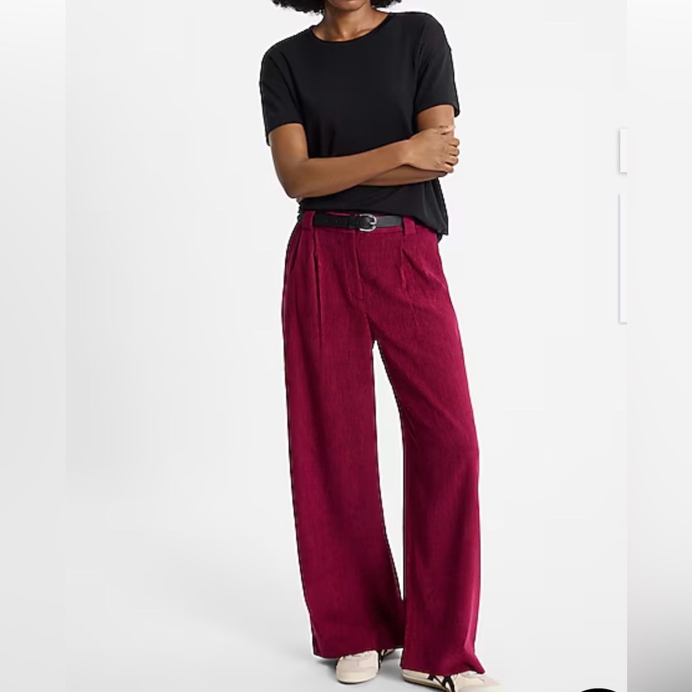 Express Corduroy High Waisted Relaxed Trouser Pants